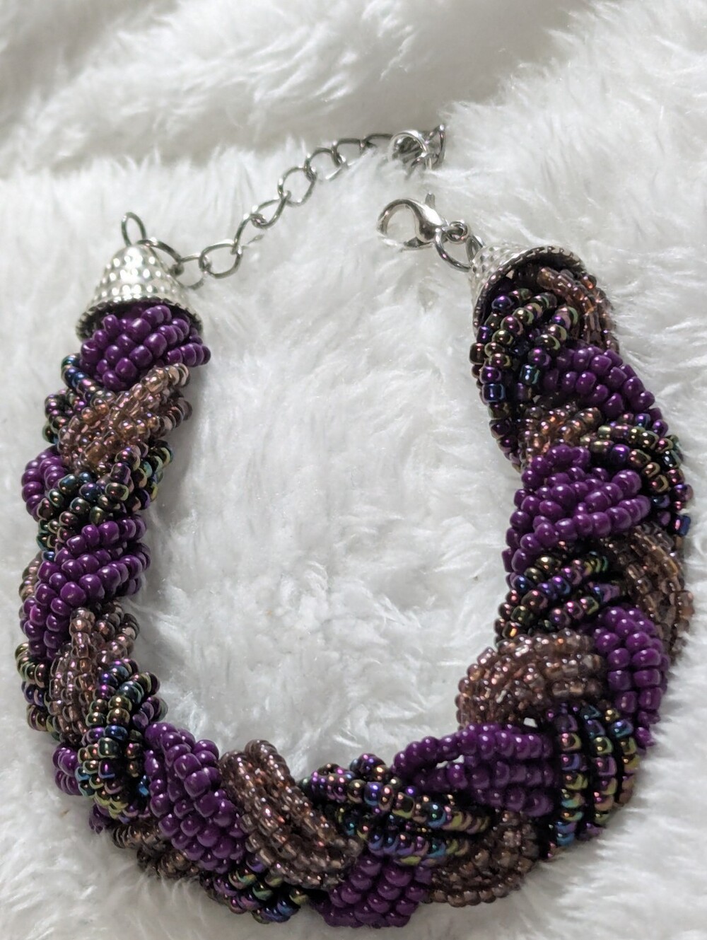 Woven Beaded Bracelet Multi Color with lobster clasp 8" with 2" extender